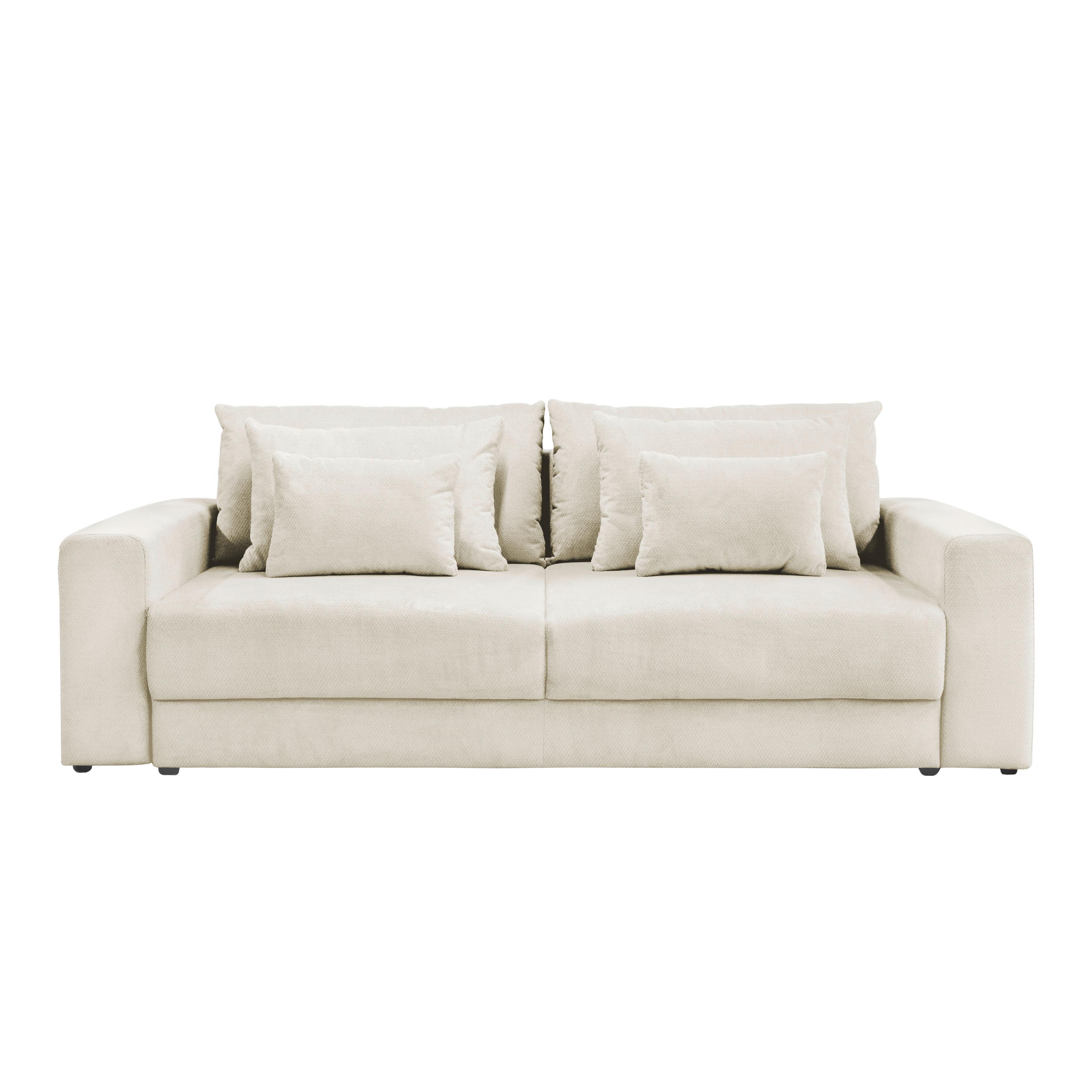 Megasofa Mega Chenille beige, B: 255cm - Beige/Schwarz, Trend, Textil (255/94/126cm) - Luca Bessoni