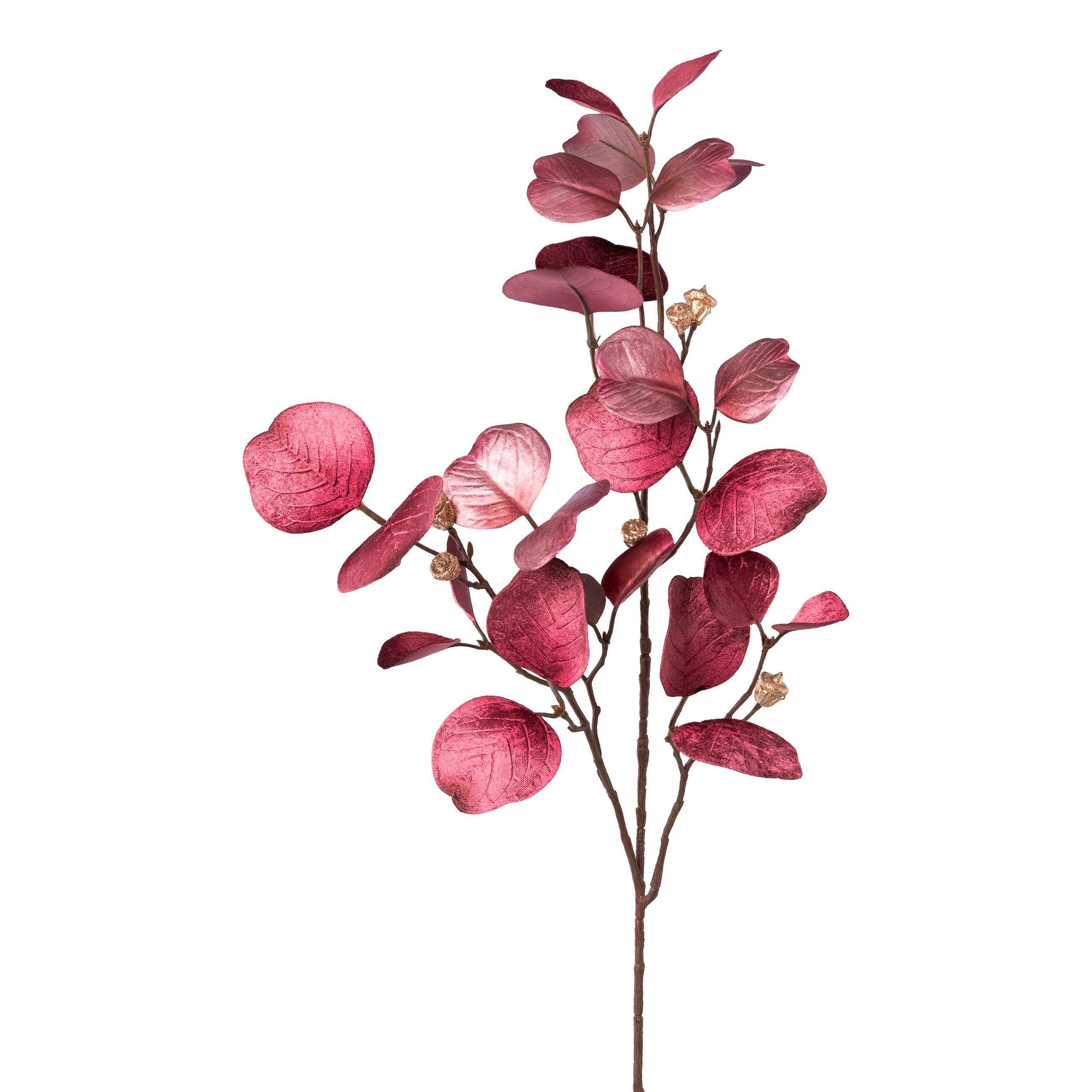 Kunstpflanze Eukalyptuszweig - Lila/Braun, KONVENTIONELL, Kunststoff (80cm)