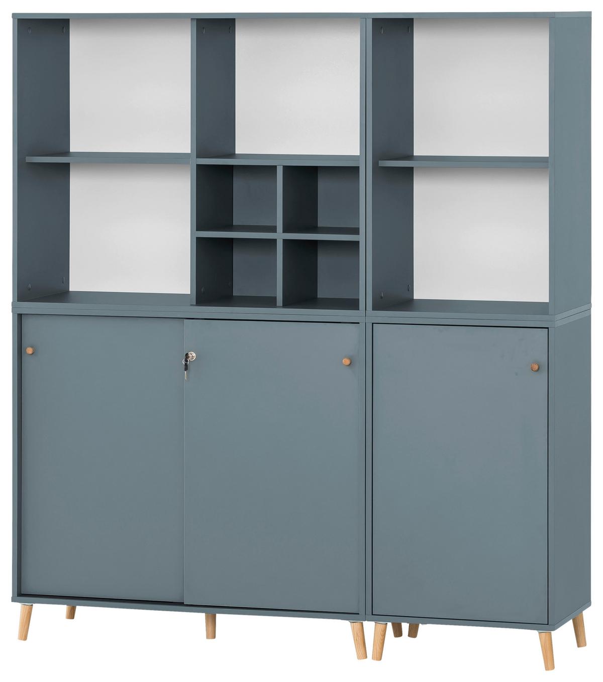 Aktenschrank Set Us1000+us510+regal - Petrol, MODERN, Holzwerkstoff (151,05/175,2/41cm) - MID.YOU