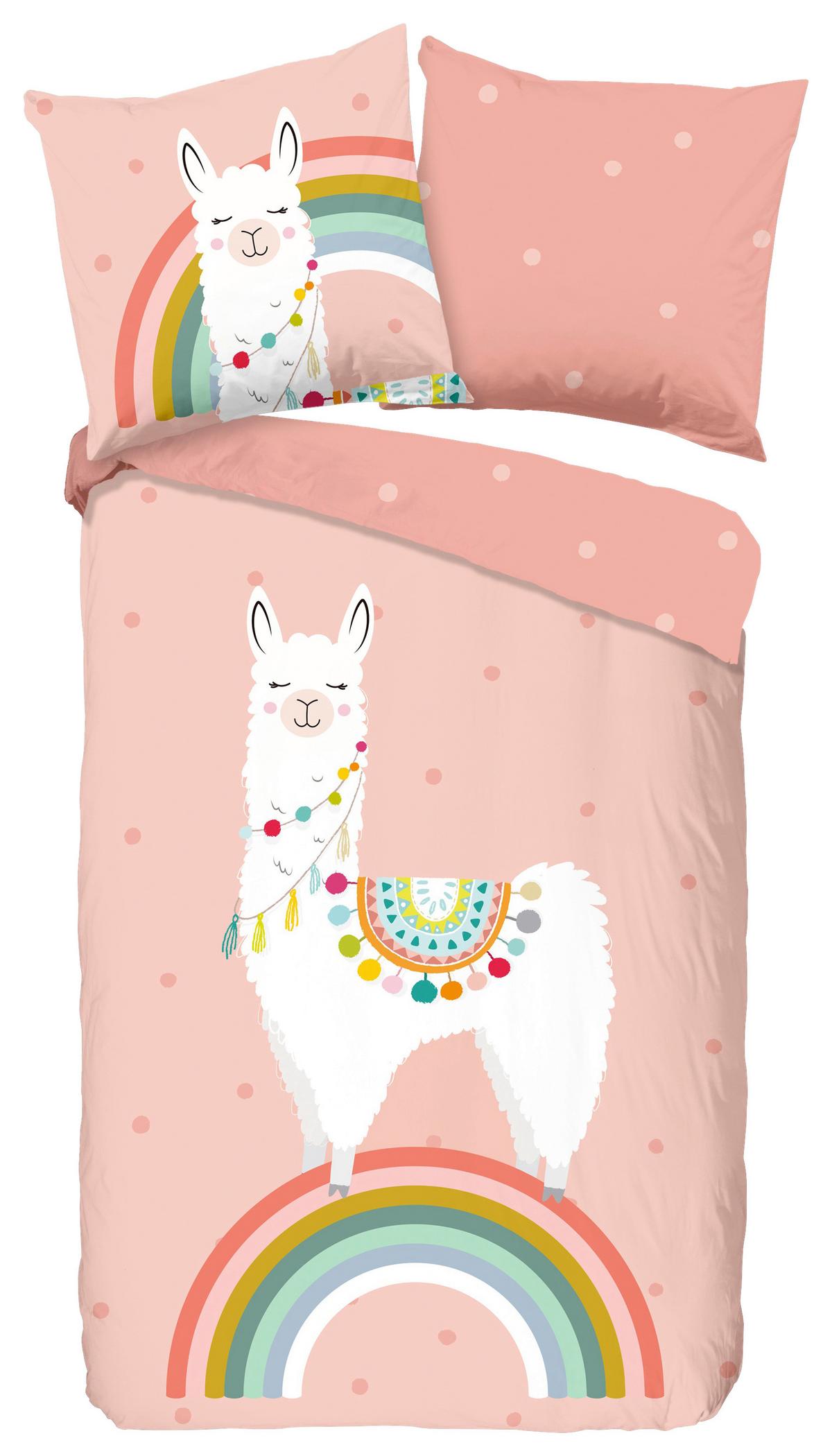 Jugendbettwäsche Lama Multicolor 135x200 cm - Multicolor, Design, Textil (135/200cm)
