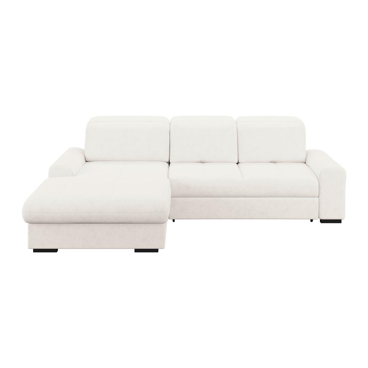 Ecksofa mit Bettfunktion Malaga new Chenille creme - Creme/Schwarz, KONVENTIONELL, Textil (203/286cm) - Ondega