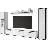 Wohnwand 4 -Teilig. Bogota XL Weiß, Graphitfarben - Schwarz/Graphitfarben, Basics, Holzwerkstoff (240/130/31cm) - P & B
