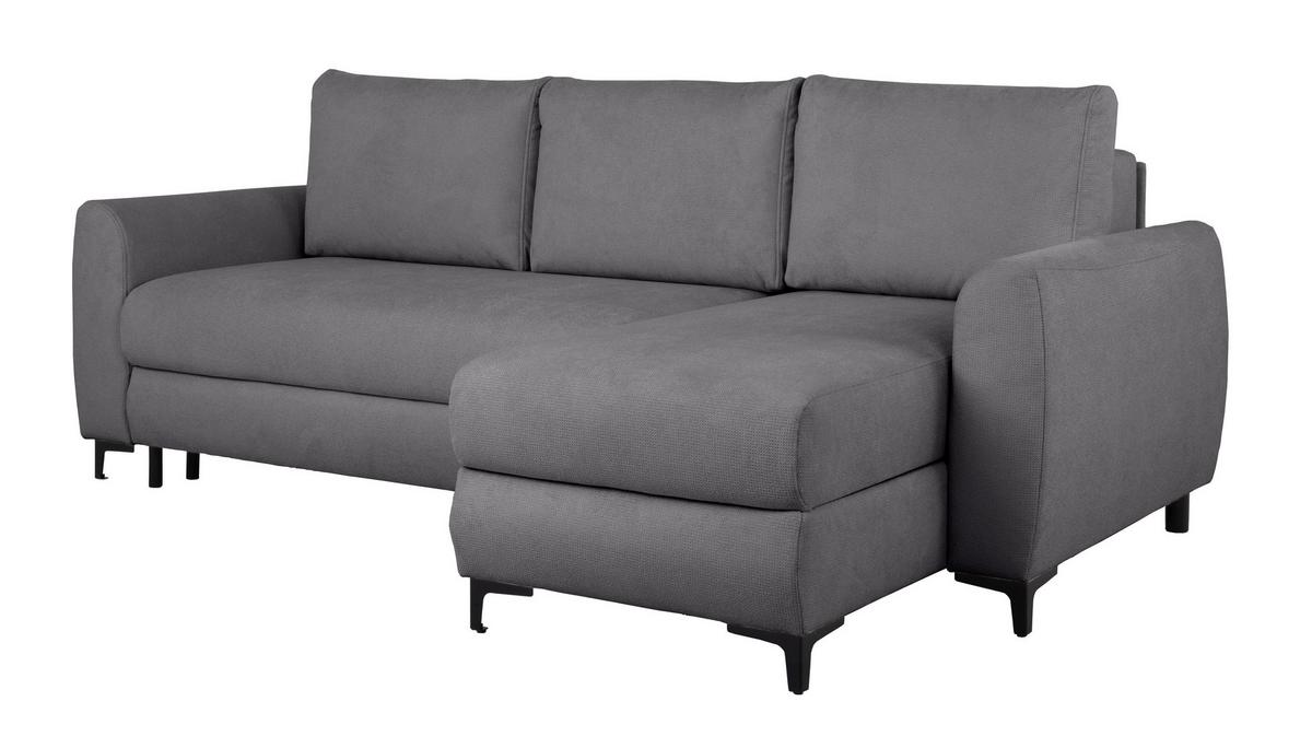 Ecksofa Moli, Dunkelgrau S: 236x148 cm - Dunkelgrau/Schwarz, Design, Textil (236/148cm) - MID.YOU