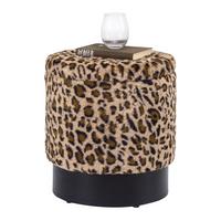 Leopardia taburetka LEO, hnedá/béžová umelá kožušina - hnedá/čierna, Lifestyle, kompozitné drevo/textil (38/43/38cm) - Mömax