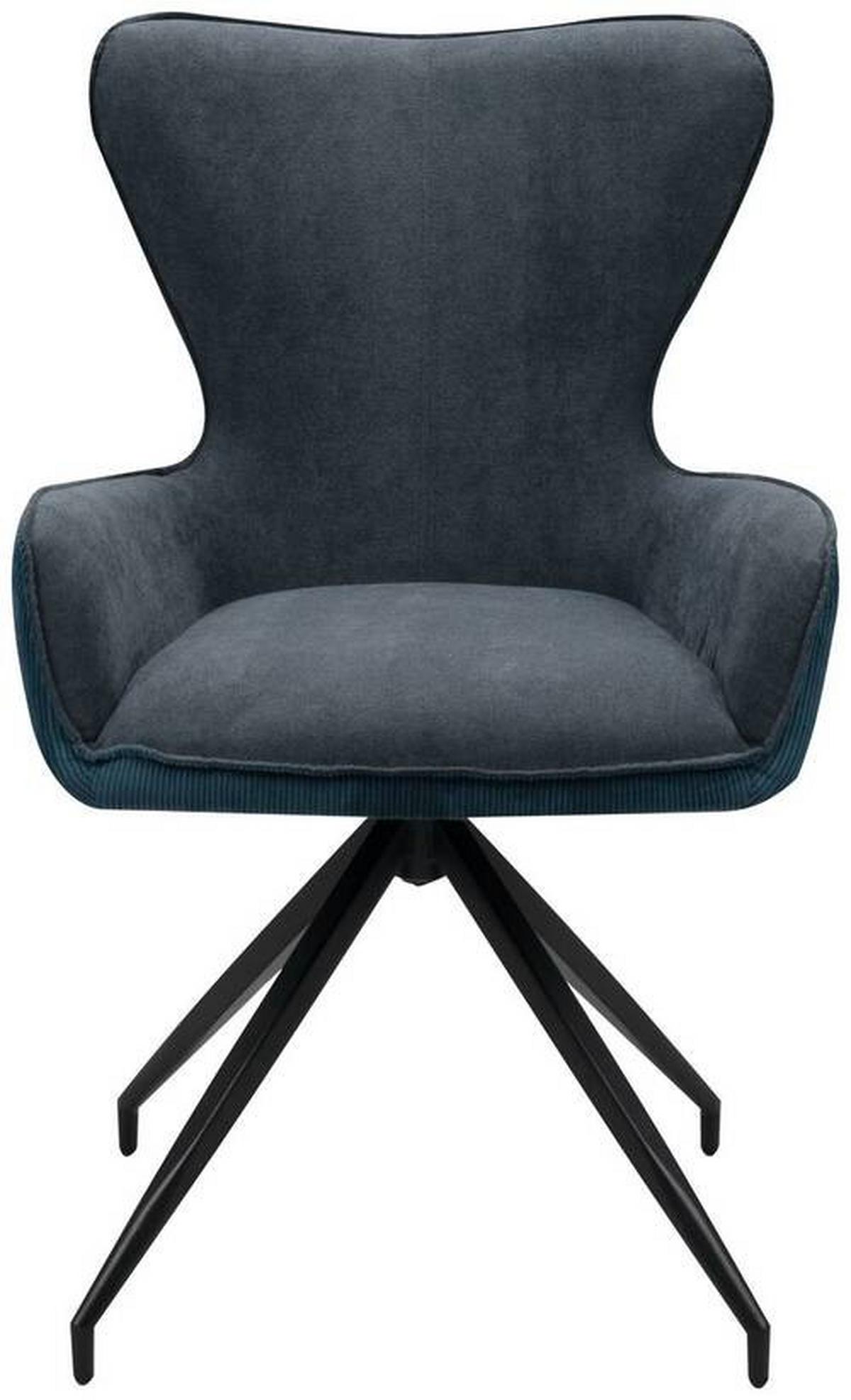 Stuhl Blake 70a Dunkelblau B: 57 Cm - Dunkelgrau/Schwarz, MODERN, Textil/Metall (57/93/64cm) - MID.YOU