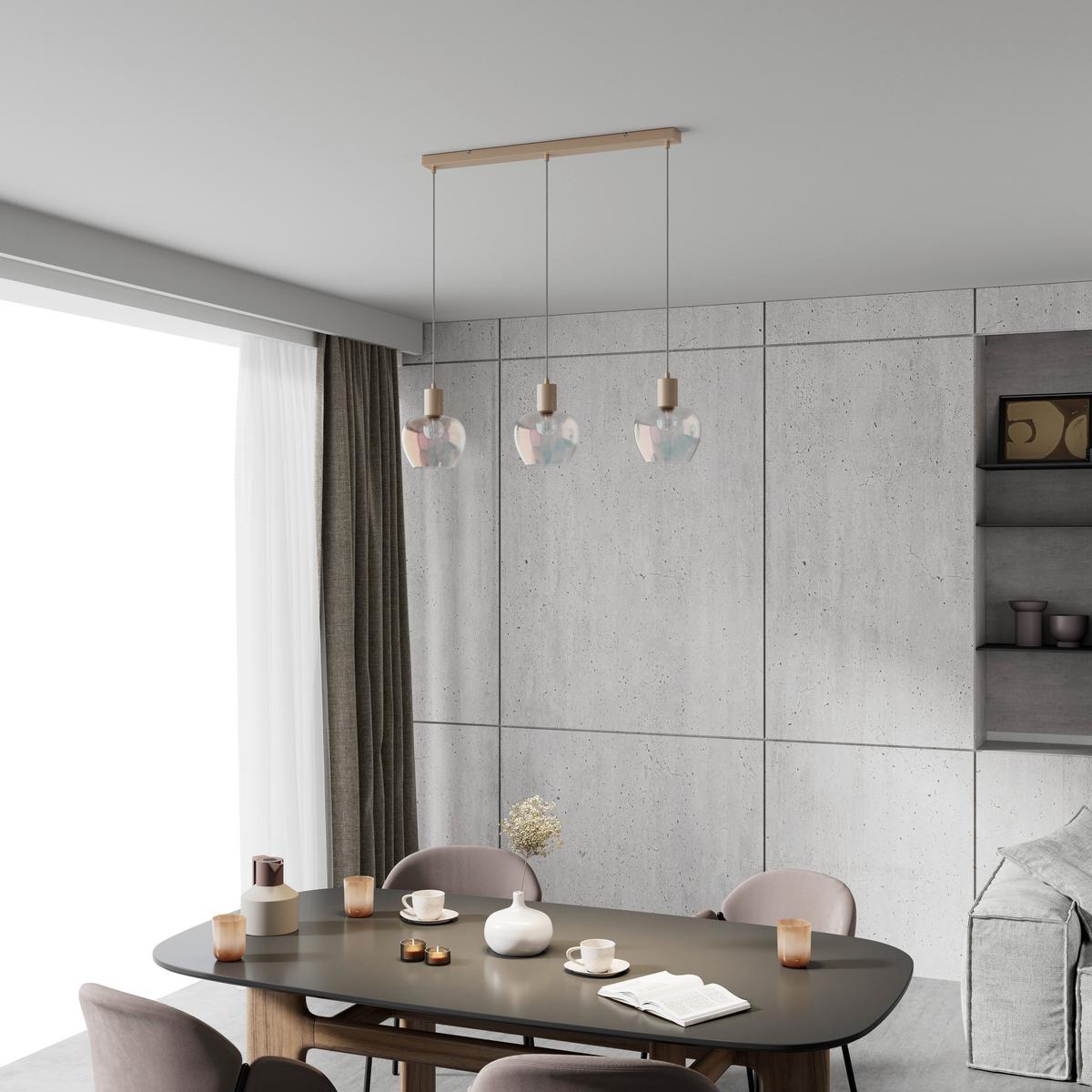 HÄNGELEUCHTE RENI - Champagner/Transparent, MODERN, Glas/Kunststoff (86/18/120cm)