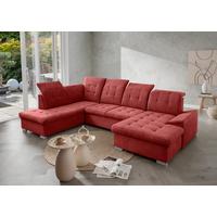 Wohnlandschaft Zira Rot U: 212x330x169cm - Chromfarben/Rot, MODERN, Textil (212/330/169cm) - Livetastic
