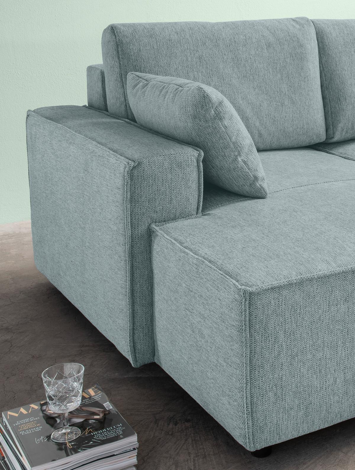 Bigsofa Tramin, Silberfarben B: 188 Cm - Mintgrau/Schwarz, MODERN, Textil (188/86/154cm) - Livetastic