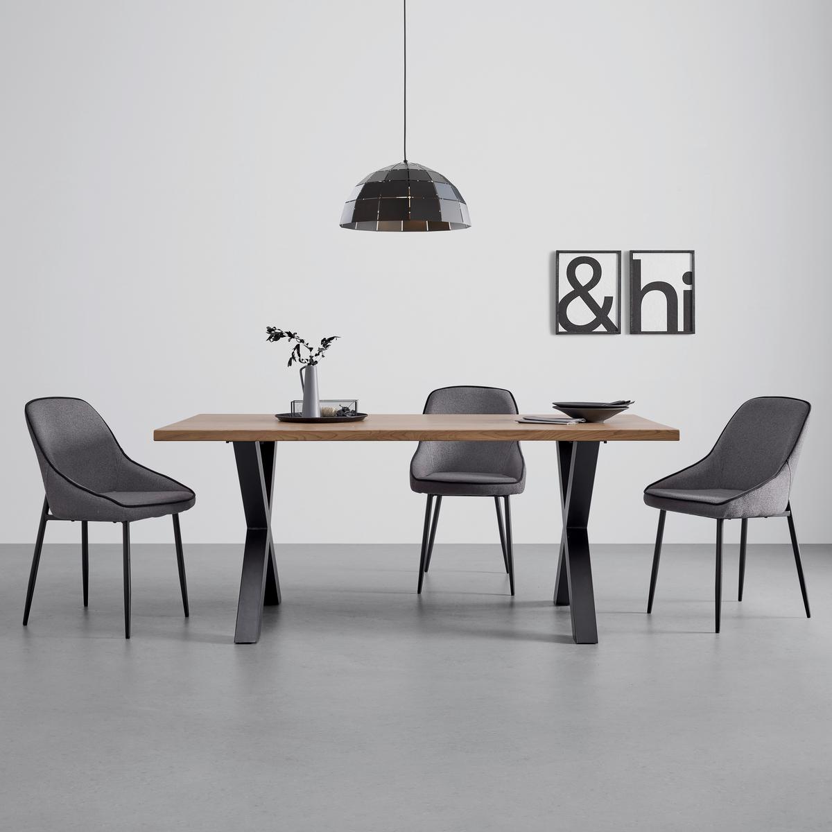 Jídelní stůl GIONA 180x90 cm - černá/barvy jasanu, Moderní, kov/kompozitní dřevo (180/76/90cm) - Bessagi Home
