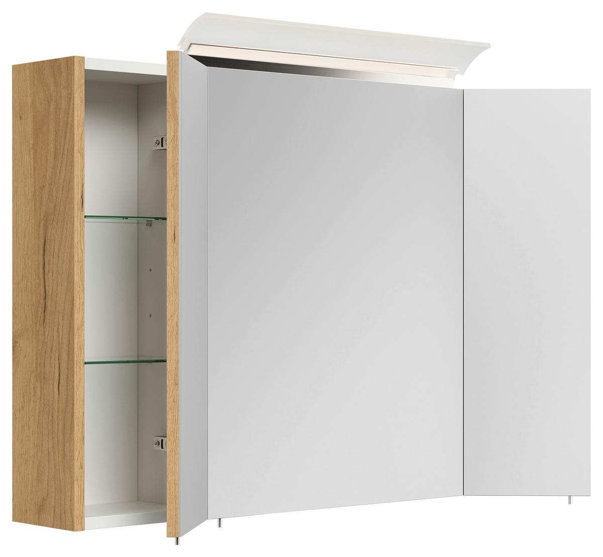 Spiegelschrank Eiche Dekor B: 90 cm - Eichefarben, MODERN, Glas/Holzwerkstoff (90/62/17cm) - MID.YOU