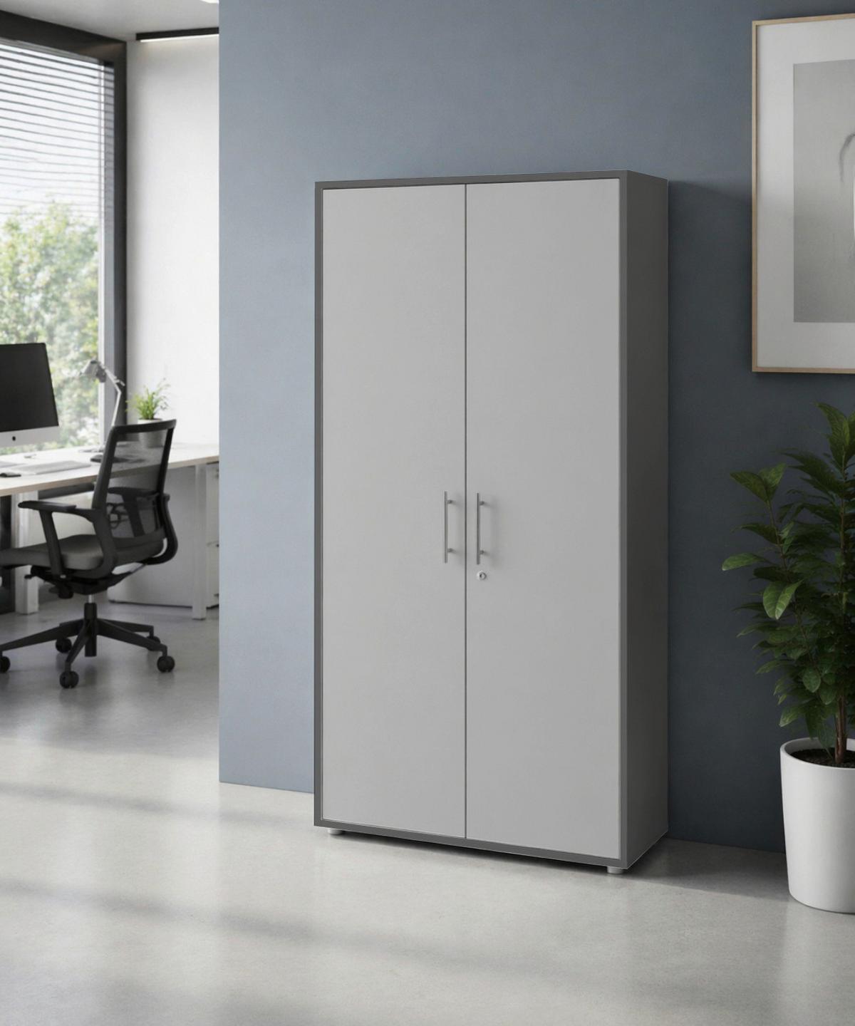 AKTENSCHRANK OFFICE EDITION - Anthrazit/Hellgrau, MODERN, Holzwerkstoff (84,4/185,6/33cm) - MID.YOU