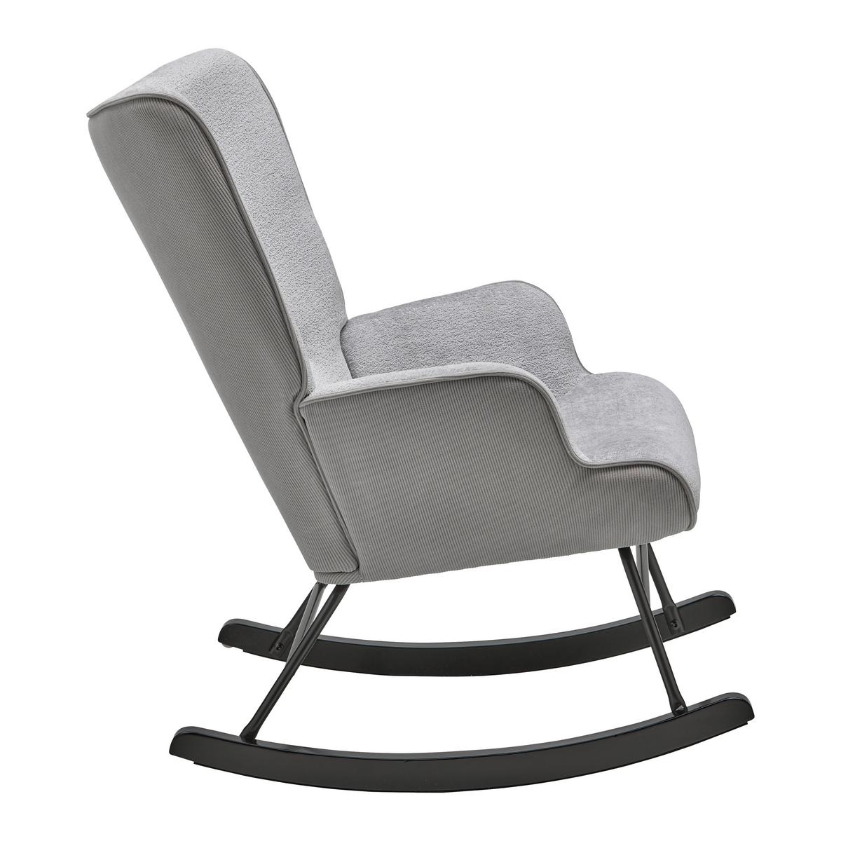 Hojdacie kreslo ROCK, sivá, max. 140 kg - čierna/sivá, Modern, kov/drevo (66/90/77cm) - Mömax
