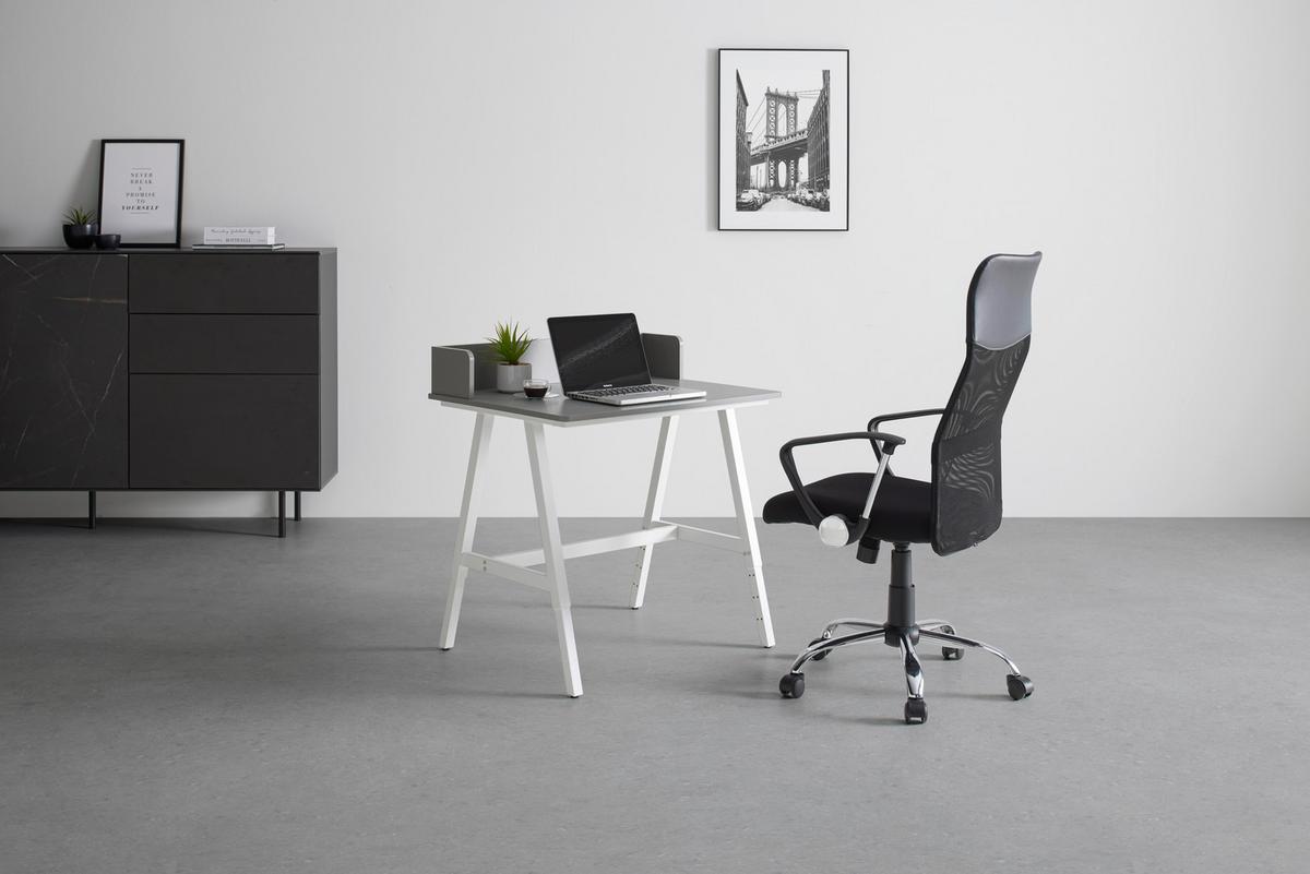 Písací stôl EMMELIE - sivá/biela, Modern, kov/kompozitné drevo (80/54-85/60cm) - Mömax