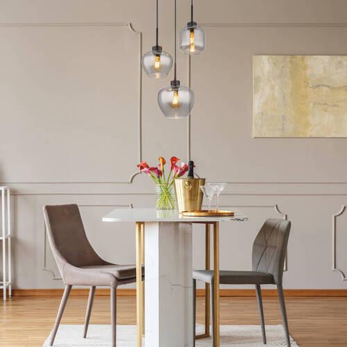 Hängeleuchte 3-Flammig Indoor - Schwarz, Design, Glas/Kunststoff (38/120cm) - Globo