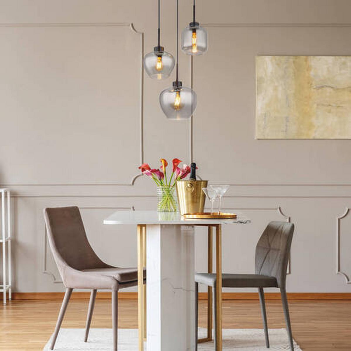 Hängeleuchte 3-Flammig Indoor - Schwarz, Design, Glas/Kunststoff (38/120cm) - Globo