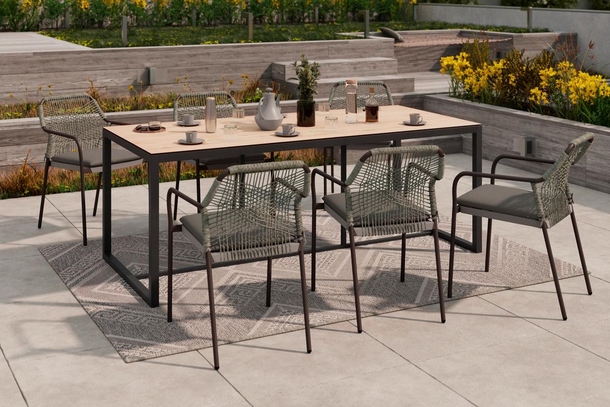 Gartensessel Isabella Metall/Kunststoff/Textil - Dunkelgrau/Hellgrau, MODERN, Kunststoff/Textil (56/58/86cm) - Luca Bessoni