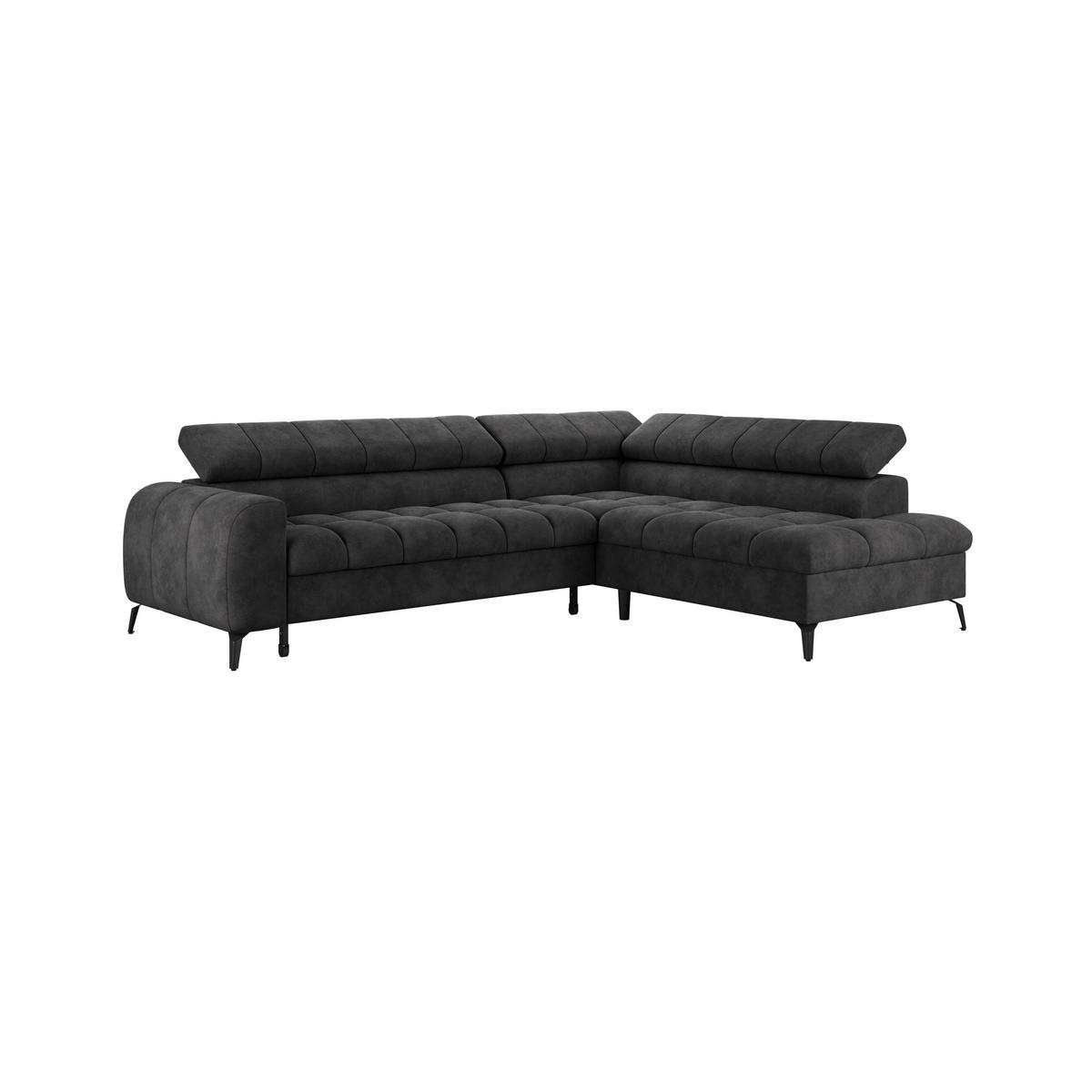 Ecksofa Volf Rechts New Schwarz, S: 261x203 cm - Schwarz, Trend, Kunststoff/Textil (261/203cm)