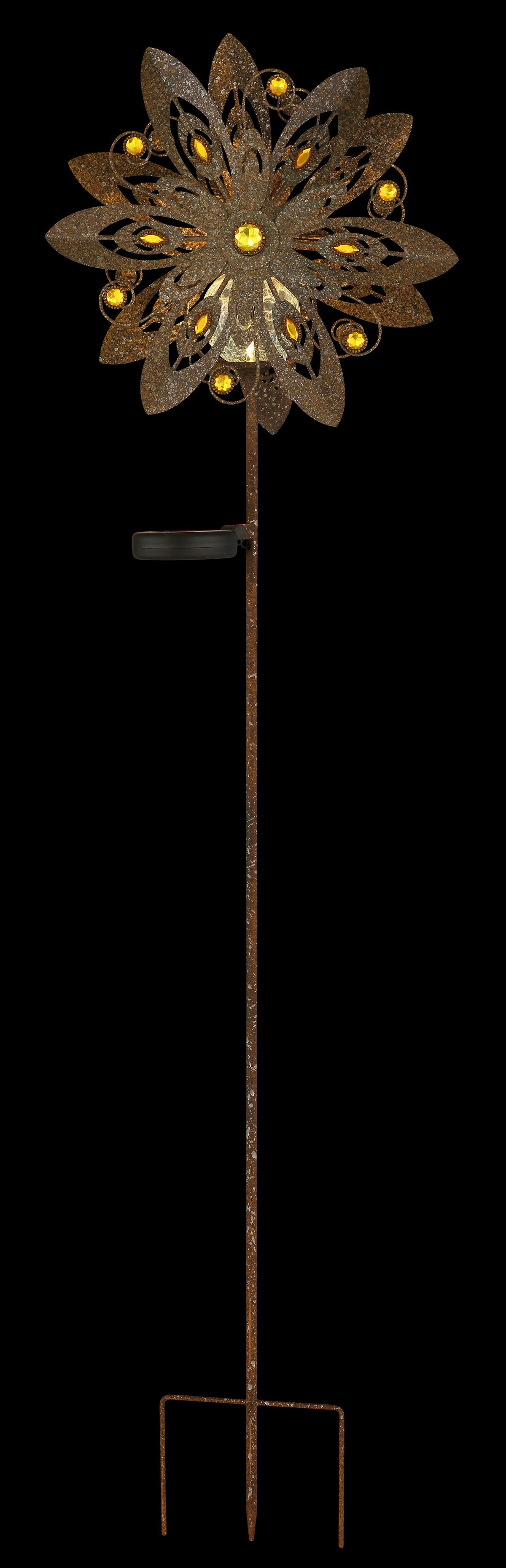 Solarleuchte 3000k, Warmweiß - Klar/Rostfarben, Design, Glas/Metall (32/17,5/124cm) - Globo