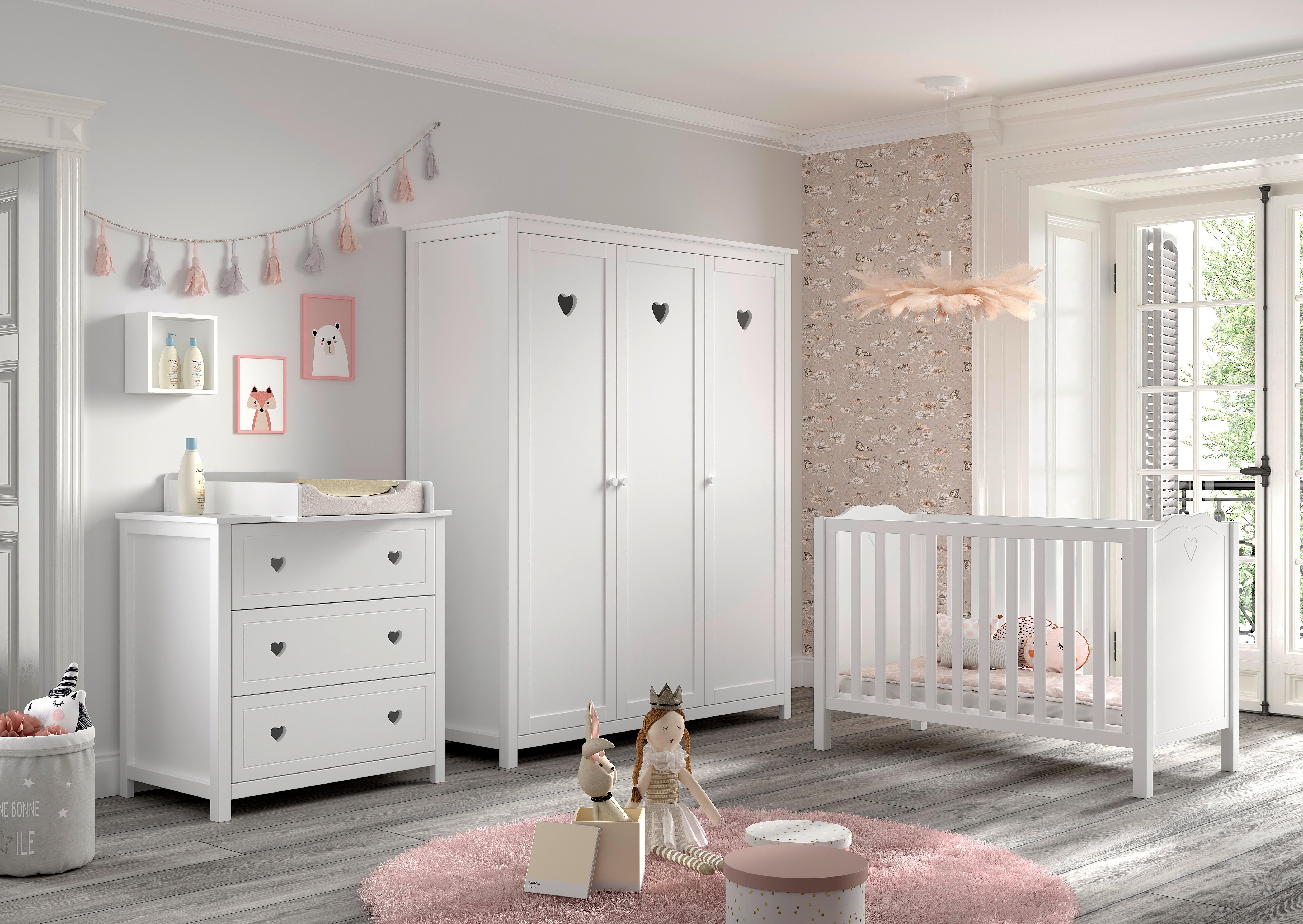 BABYZIMMER Amori Weiß 4-teilig - Weiß, MODERN, Holz/Holzwerkstoff - Vipack