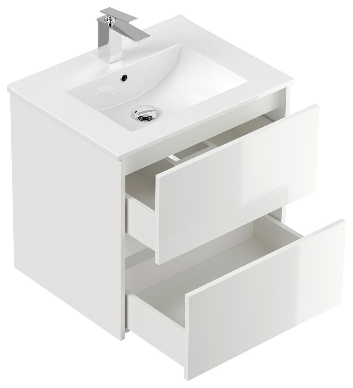 BADEZIMMER Limes Weiß Hochglanz B: 60cm - Weiß Hochglanz/Weiß, Basics, Keramik/Holzwerkstoff (60cm) - MID.YOU