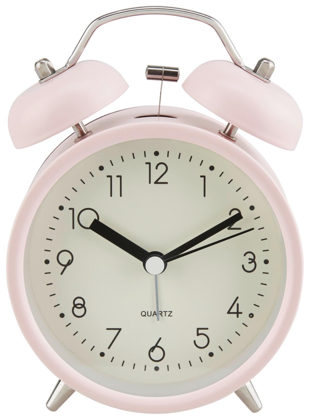 Wecker Alexiana Vintage-Look, H: 13 cm - Hellrosa/Schwarz, Basics, Glas/Papier (9,8/13/5,5cm) - Luca Bessoni