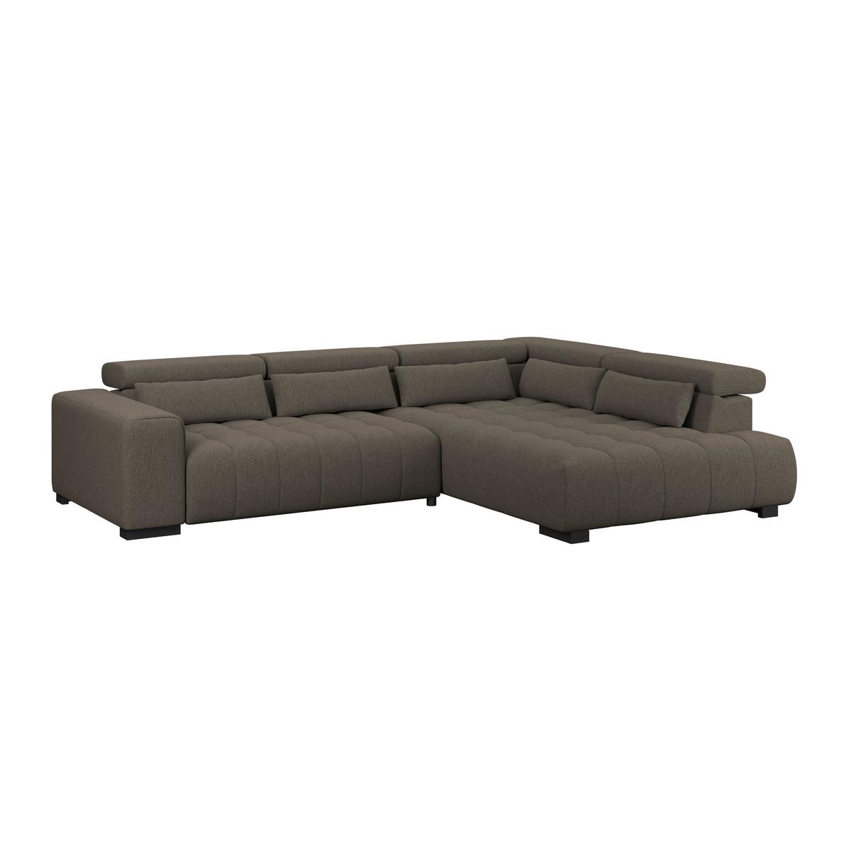 Ecksofa Matera Dunkelbraun S: 311x226cm - Dunkelbraun/Schwarz, Trend, Textil (311/226cm)