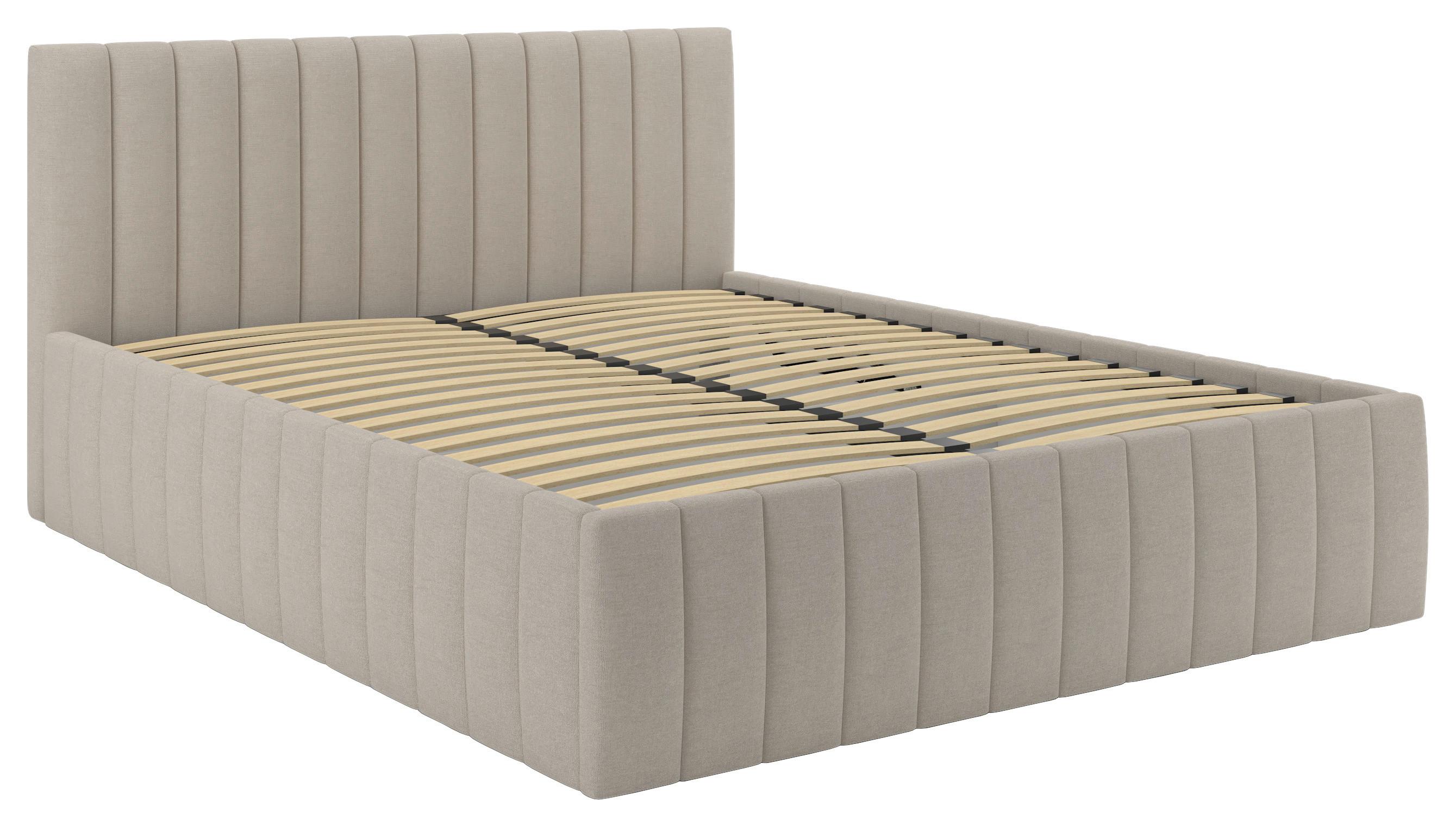 Čalouněná postel ORINOCO PL: 180/200 cm, béžová - béžová, Moderní, kov/dřevo (180/200cm) - Based