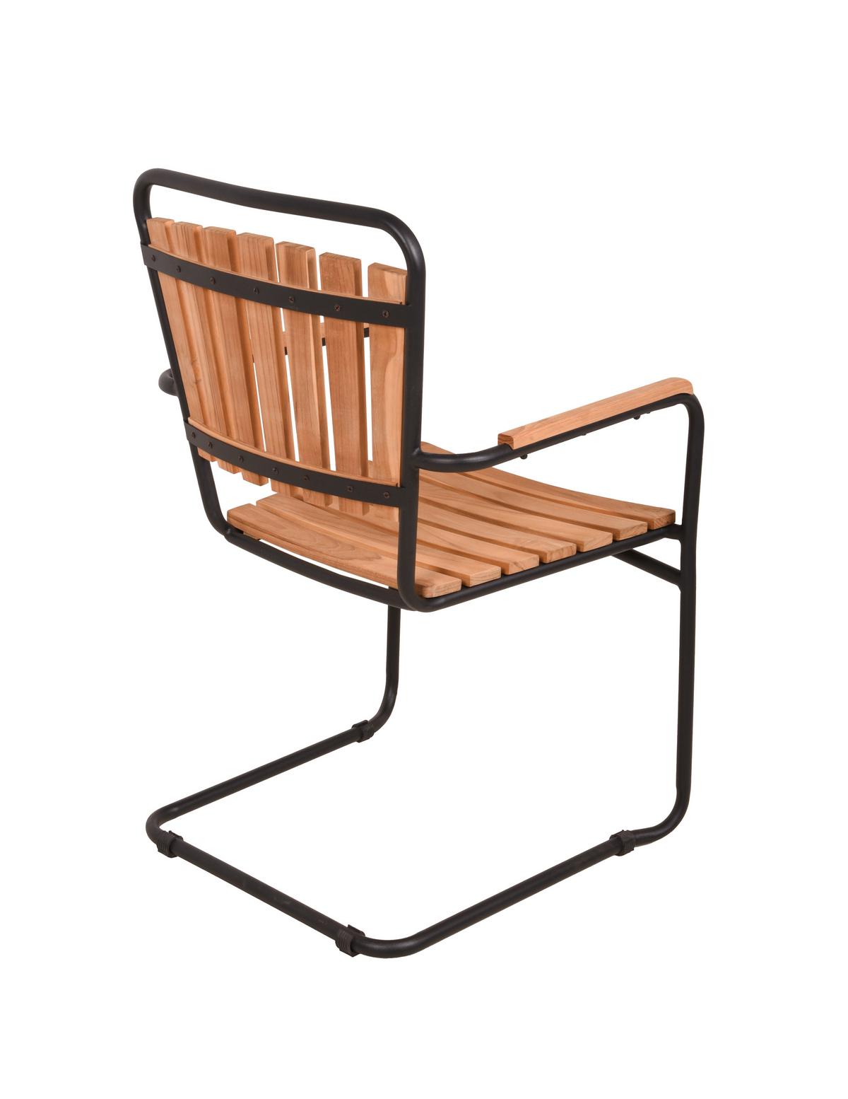 Gartenstuhl Covina - Schwarz/Braun, Basics, Holz/Metall (58/90/55cm) - Gardenson