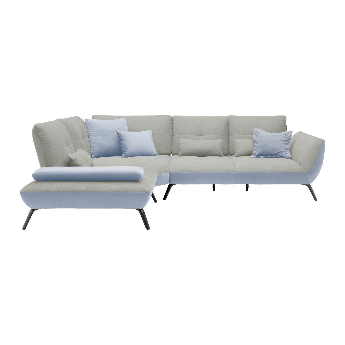 Rohová sedačka TRENDY, levá, světle šedá / stříbrná - barvy stříbra/černá, Moderní, kov/kompozitní dřevo (250/93/310cm) - Premium Living