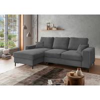 Eckschlafsofa Zona Grau S: 143x237 Cm - Schwarz/Grau, KONVENTIONELL, Textil (143/237cm) - Livetastic