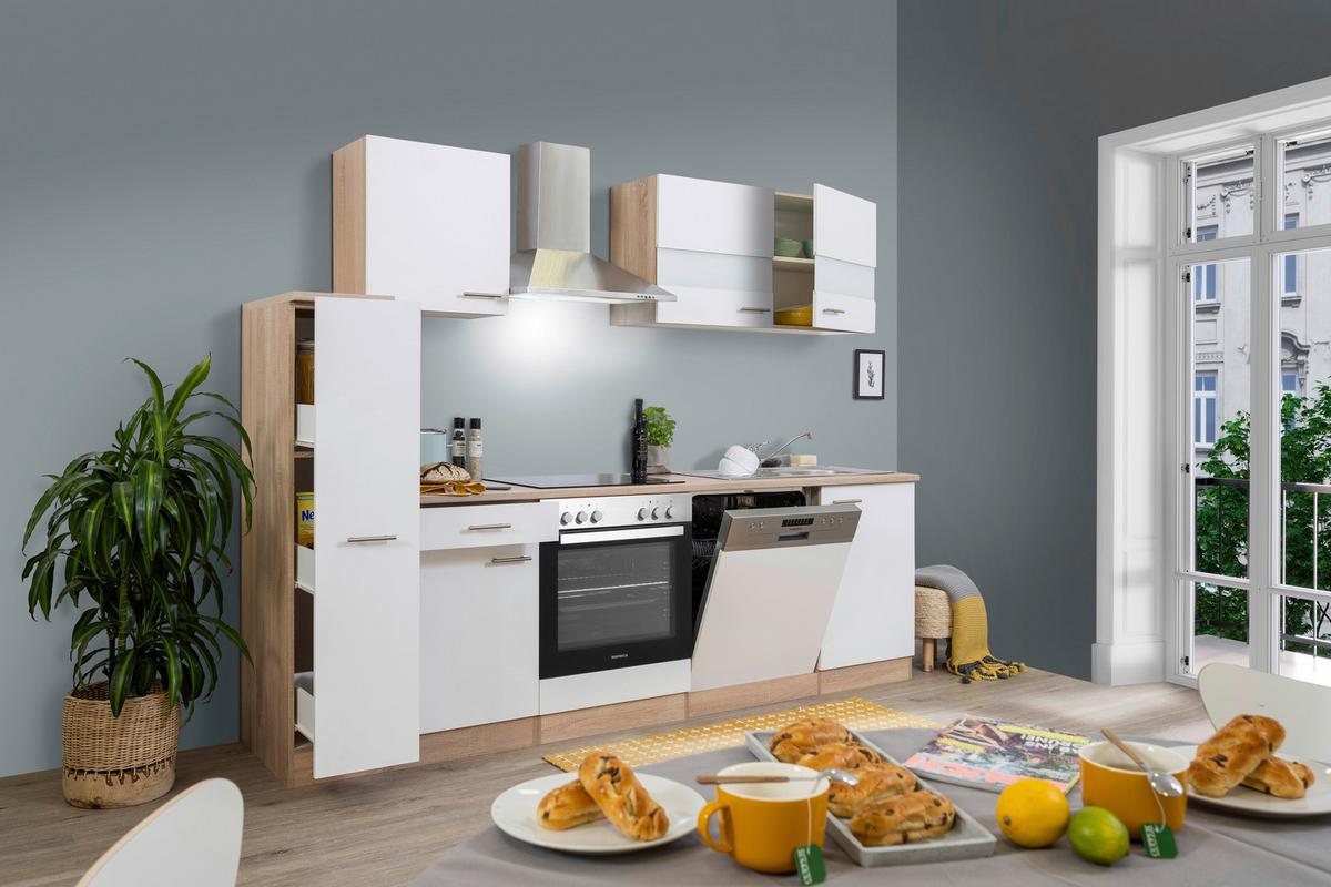 Küchenblock Merle Küchenblock 250 cm - Eichefarben/Weiß, Basics, Holzwerkstoff (250cm) - Respekta