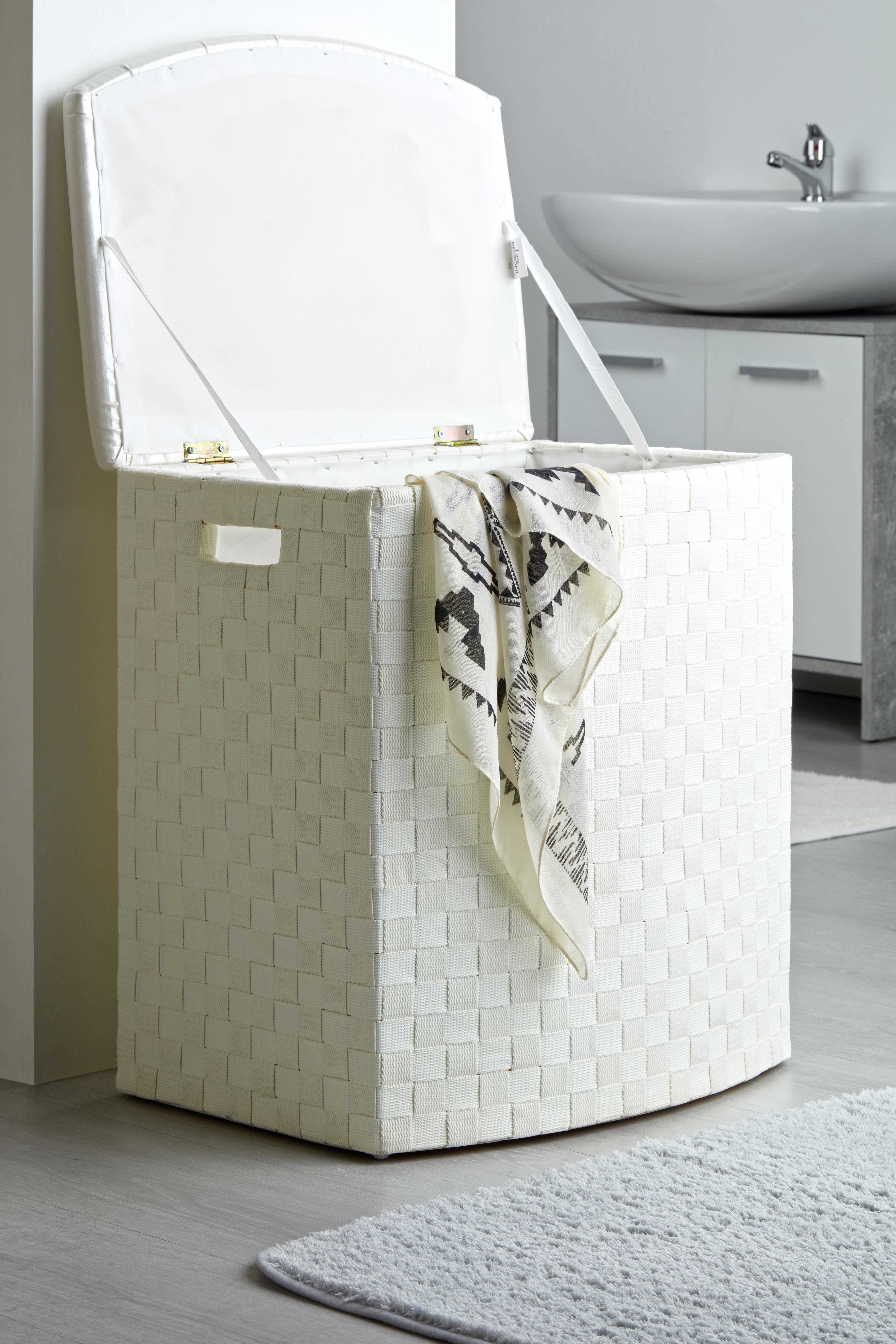 Szennyestartó Ghada Kb. 102l - fehér, Konventionell, textil (49,5/37/56cm) - Luca Bessoni