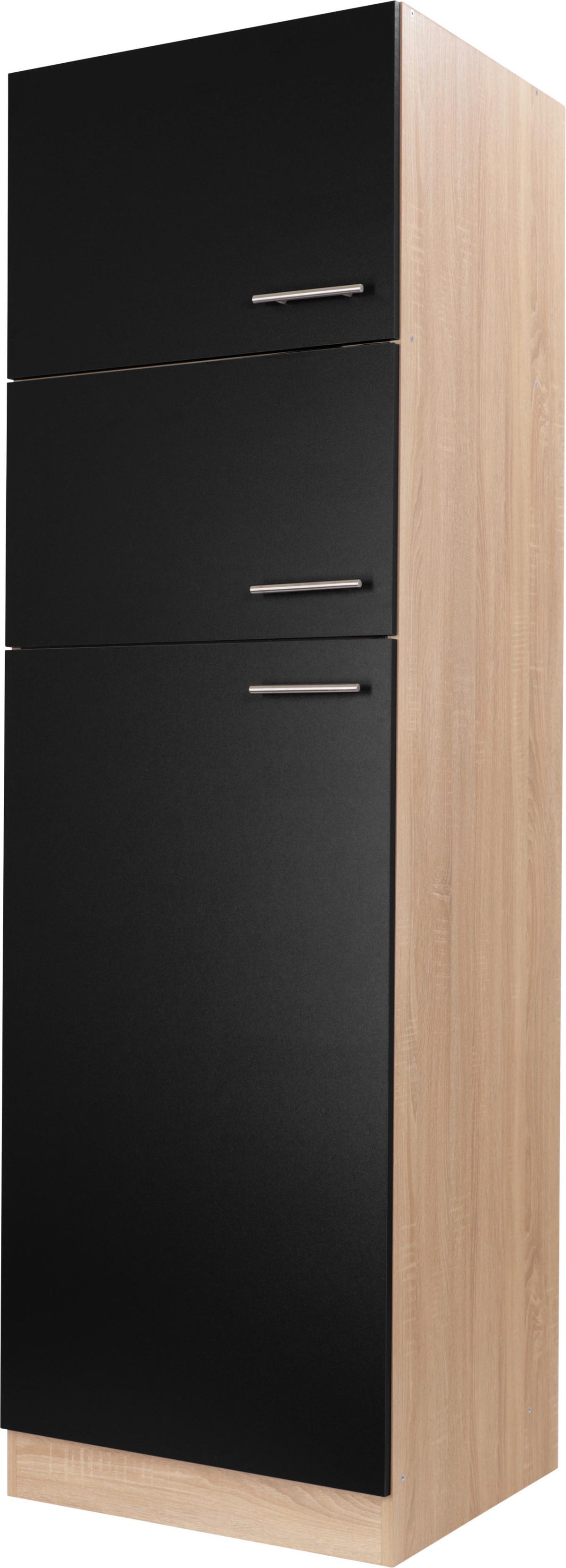 Geräteumbauschrank Merle Schwarz, Eiche Dekor B: 60 cm - Eichefarben/Schwarz, Basics, Holzwerkstoff (60/200/60cm) - Respekta