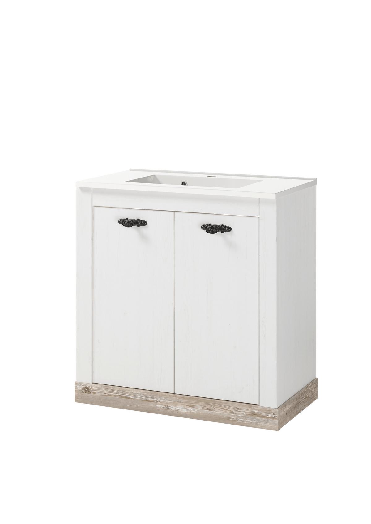 Waschtischkombi Florenz Pinienfarben B: 82cm - Weiß/Pinienfarben, Design, Naturmaterialien/Holzwerkstoff (82/85/47cm) - MID.YOU