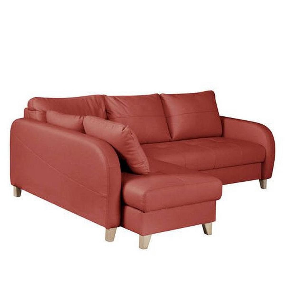 Ecksofa Compact Rot B: 168x227 Cm - Buchefarben/Rot, Design, Leder/Textil (168/227cm) - Livetastic
