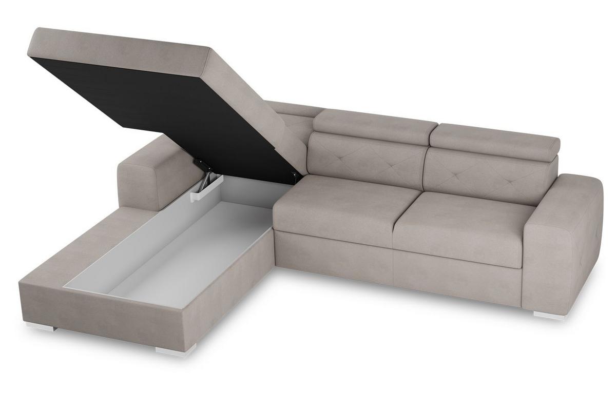 Eckschlafsofa Madison - Silberfarben/Creme, Design, Textil (195/296cm) - MID.YOU