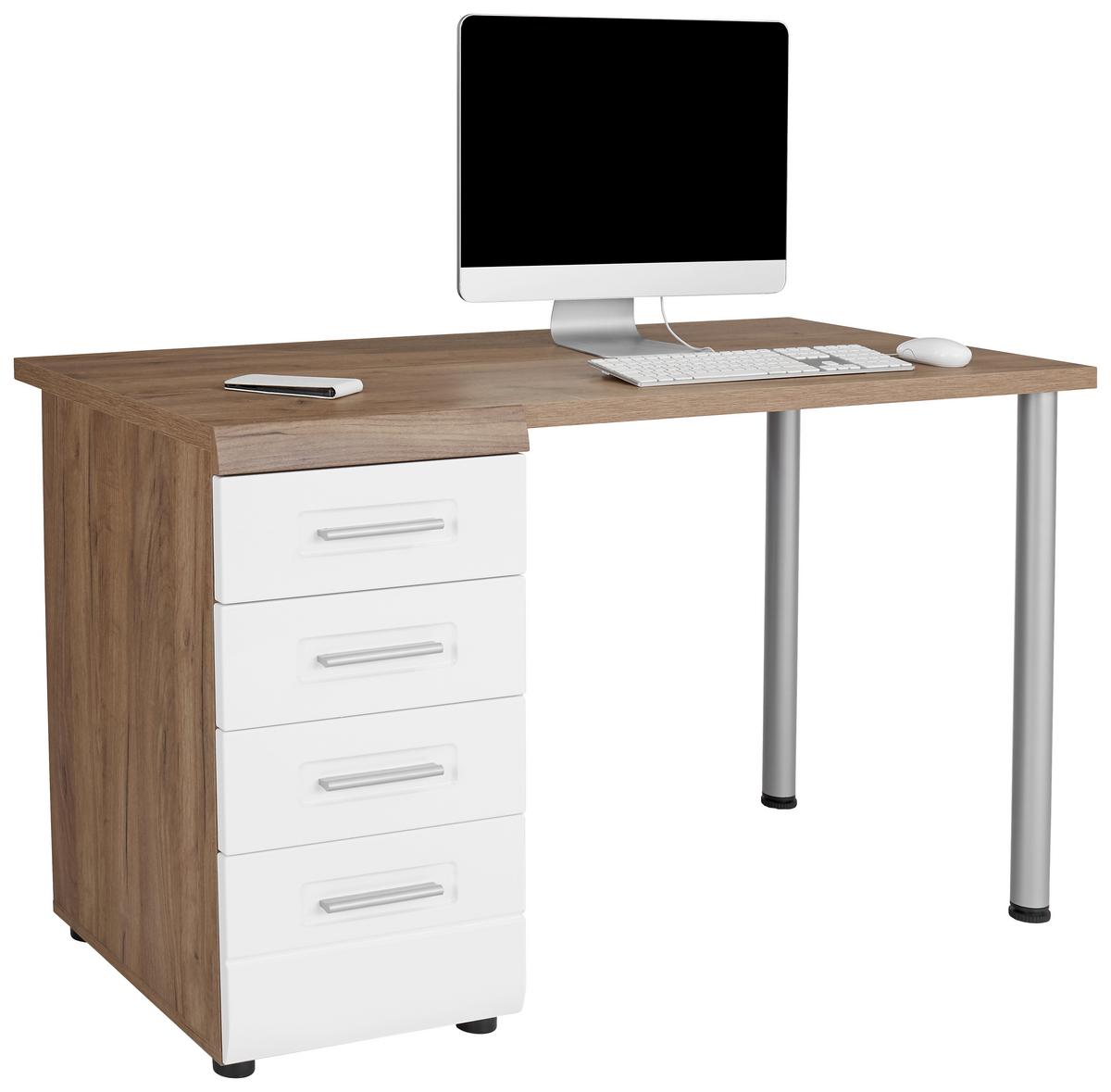 Íróasztal Avensis New - tölgyfa színű/fehér, Konventionell, faalapú anyag (130/72cm) - Luca Bessoni