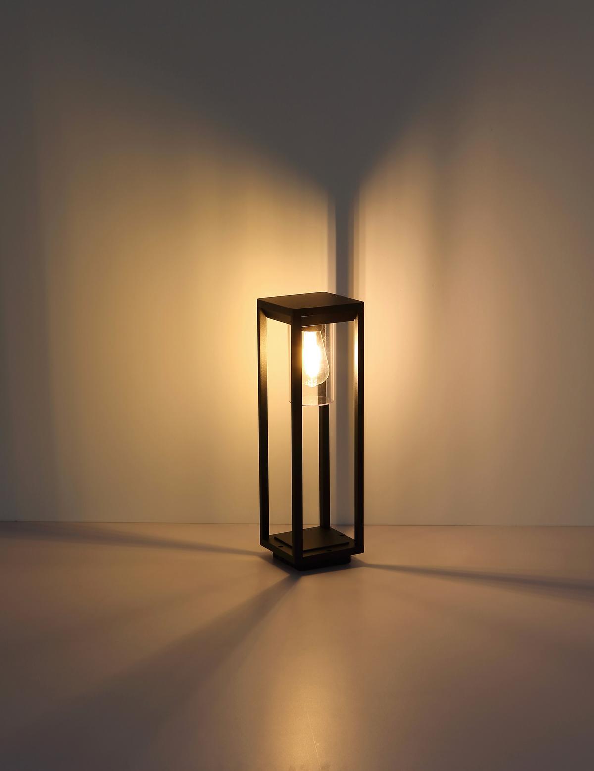 Außenleuchte Candela 15 Watt Aluminium - Klar/Schwarz, Basics, Kunststoff/Metall (15/15/50cm) - Globo
