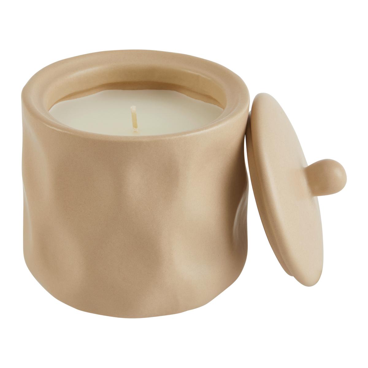 SVÍČKA V NÁDOBCE MAJA - černá/krémová, Konvenční, přírodní materiály/keramika (9/9/11cm) - Modern Living