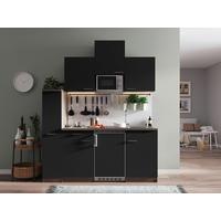 Küchenblock Oliver Singleküche 180 cm - Eichefarben/Schwarz, Basics, Holzwerkstoff (180cm) - Respekta