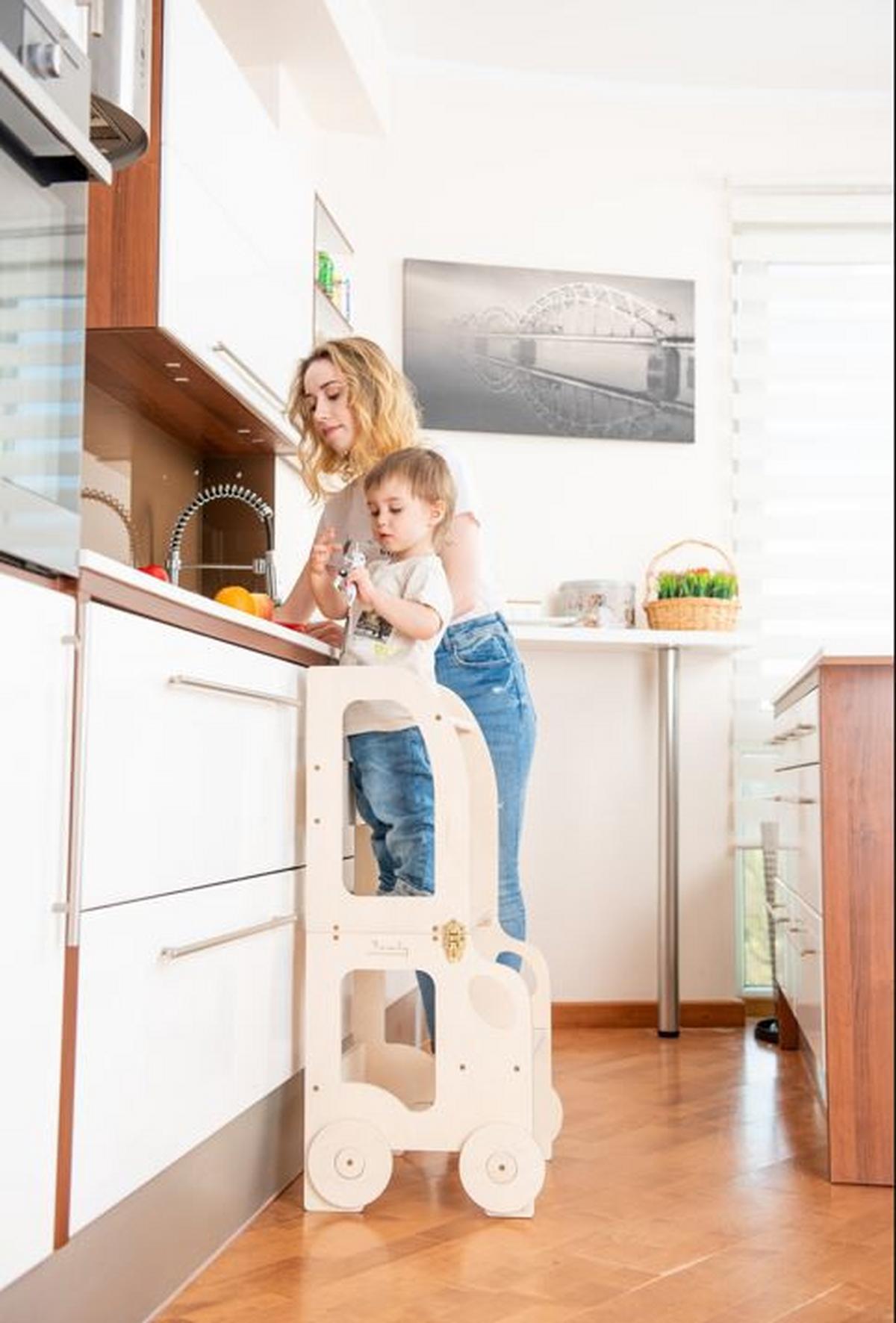 Kombihochstuhl Car Step Stool lackiert - Klar, Basics, Holz (38/90/40cm)