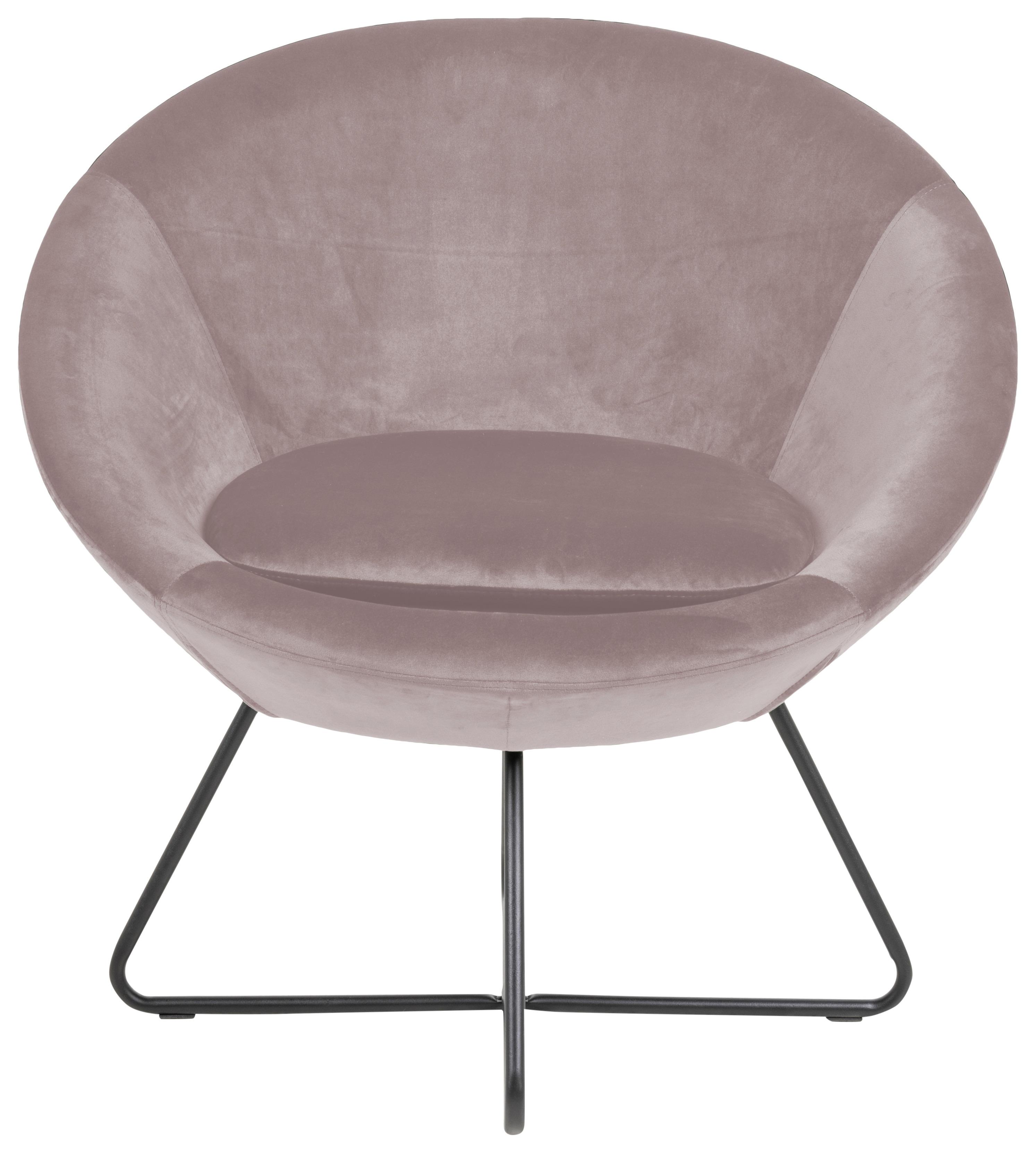 Esszimmerstuhl Center Rosa Samt Gepolstert - Schwarz/Rosa, Trend, Textil (82,0/79,0/72,5cm) - Carryhome