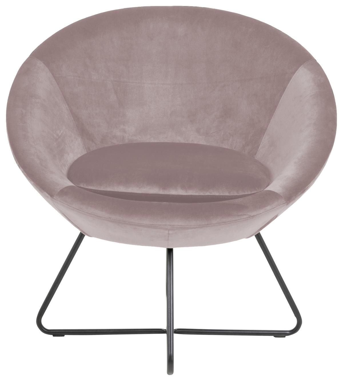 Esszimmerstuhl Center Rosa Samt Gepolstert - Schwarz/Rosa, Trend, Textil (82,0/79,0/72,5cm) - Carryhome