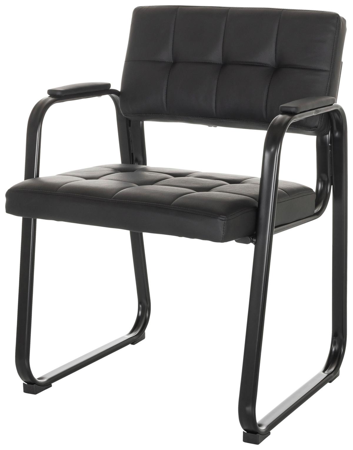 Besucherstuhl Zanta B Pu - Schwarz, Basics, Textil/Metall (58/79/55cm) - MID.YOU