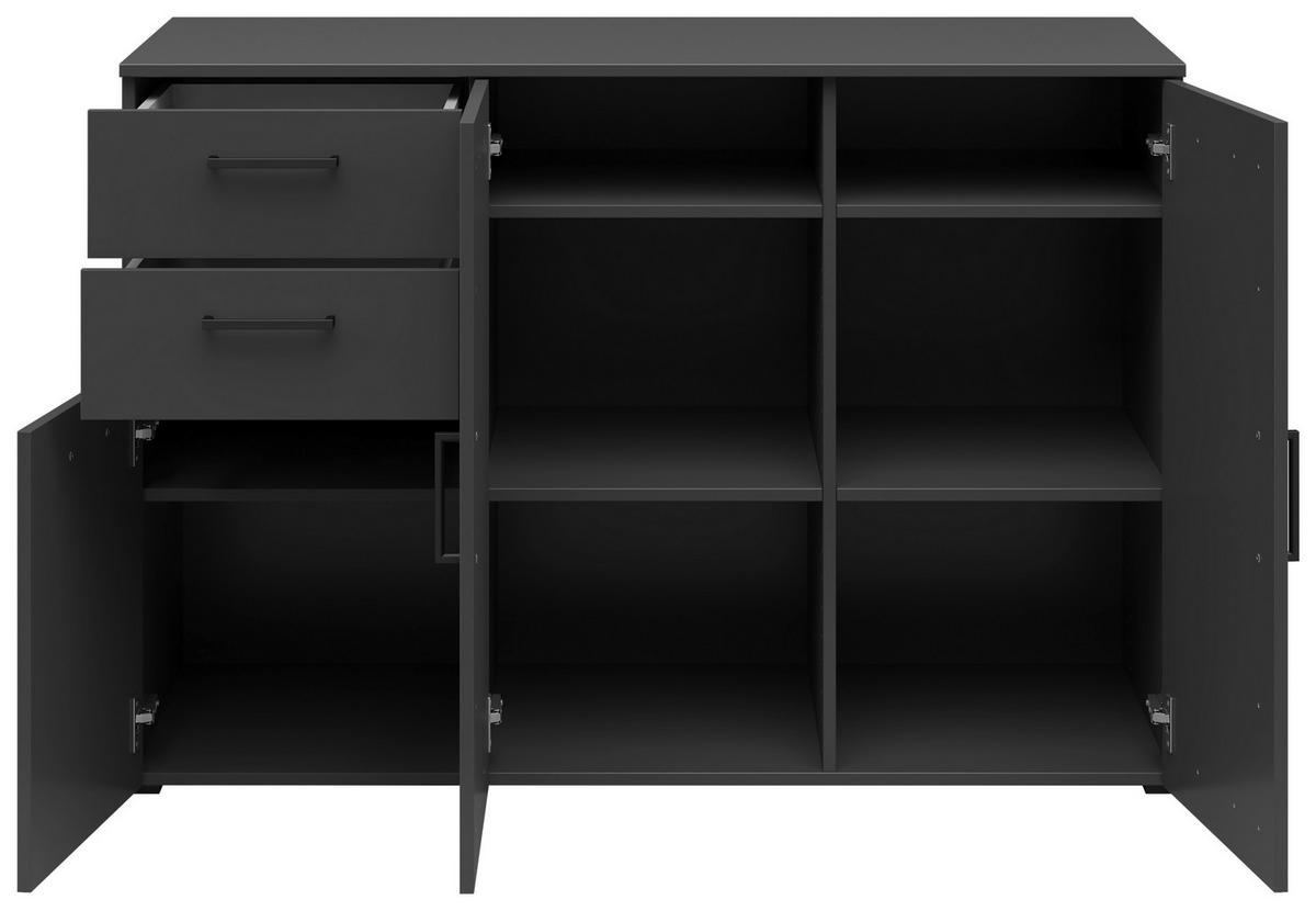 Kommode mit Füßen B: 120 cm Multi Cabinet Graphitfarben - Anthrazit/Graphitfarben, MODERN, Holzwerkstoff (120/83/52cm)