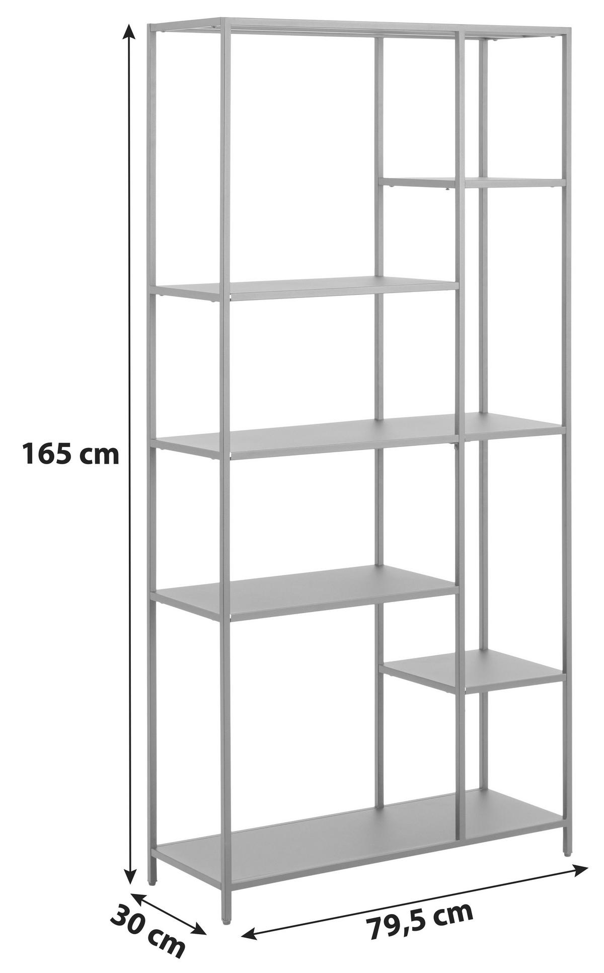 Policový regál NEWTON Š: 79,5 - černá, Konvenční, kov (79,5/165/30cm) - MID.YOU