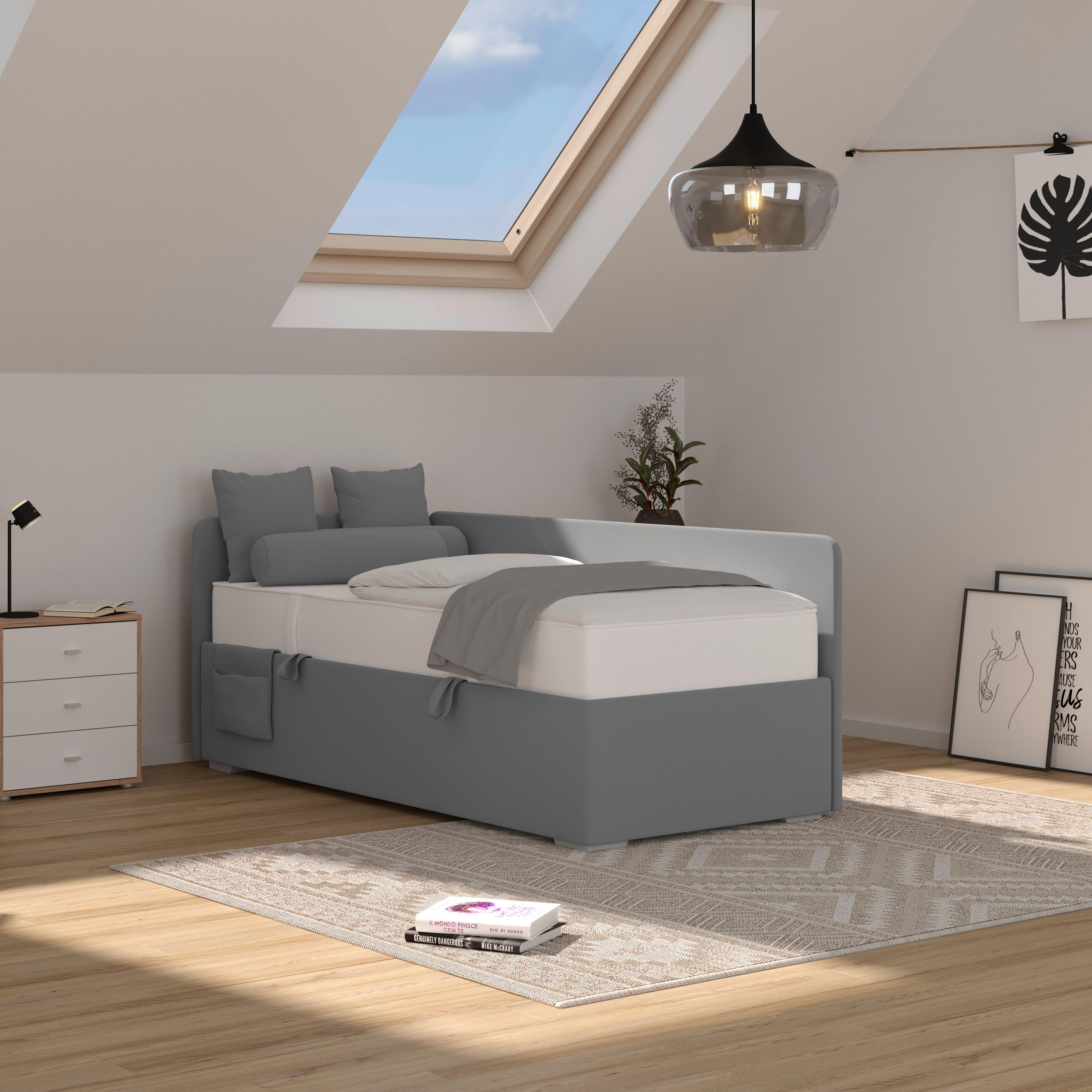 Polsterbett Remi - Chromfarben/Anthrazit, MODERN, Holz/Textil (90/200cm)