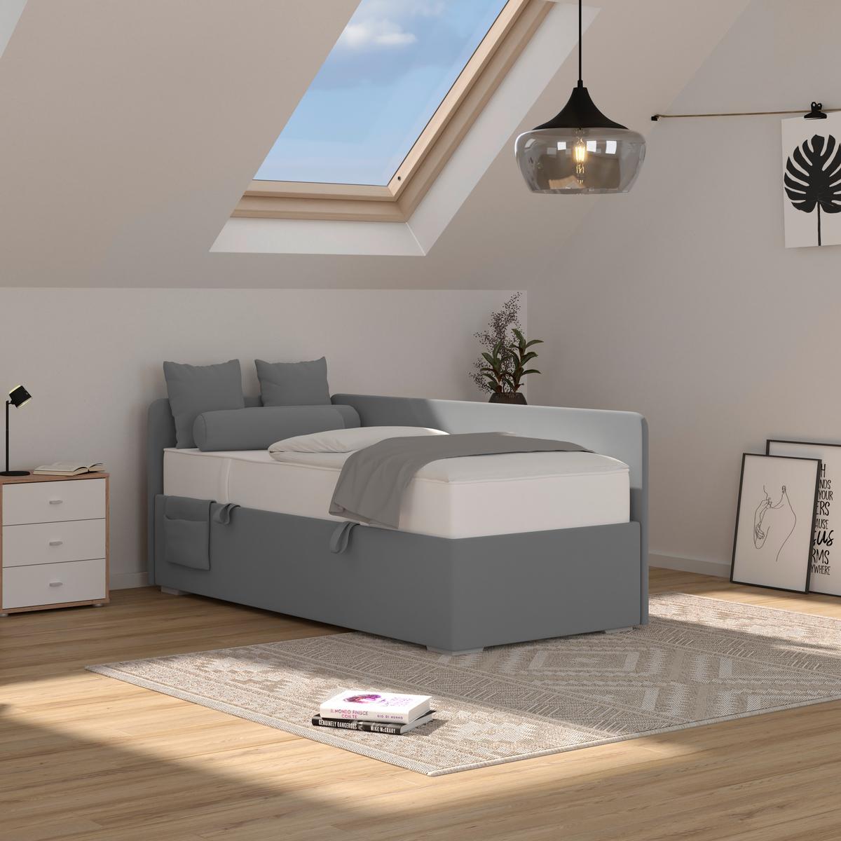 Kárpitozott Ágy Remi 90/200cm - antracit, Modern, textil/fa (90/200cm)