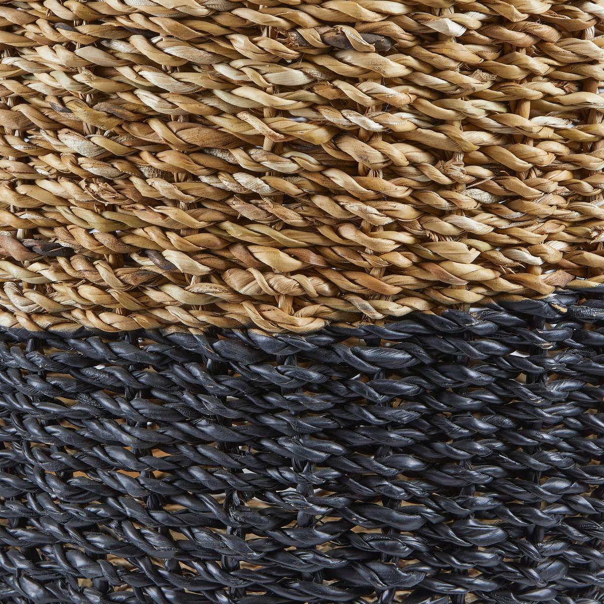 Dekorační košík Ø 35cm - černá/přírodní barvy, Natur, přírodní materiály (35/39cm)