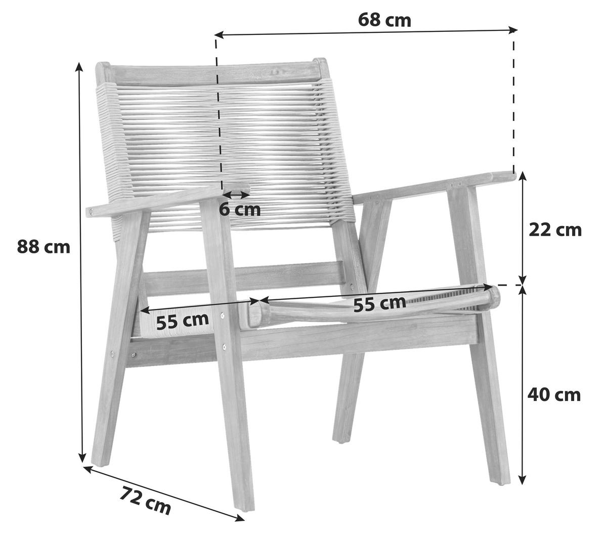 Loungesessel Peter Aus Akazienholz/textil - Braun, KONVENTIONELL, Holz/Textil (68/88/72cm) - Gardenson